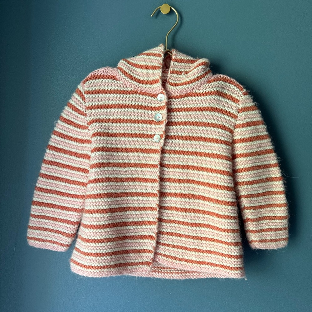 Blabla‎ pink striped hooded cardigan